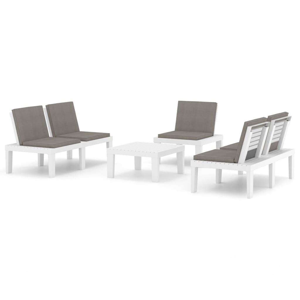 vidaXL 4-tlg. Garten-Lounge-Set mit Kissen Kunststoff Weiß Image