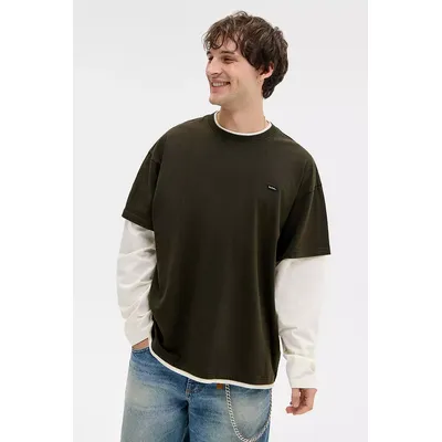 iets frans. Green & White Double Layer T-Shirt - Green XS at Urban Outfitters