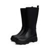 Gummistiefel TOMMY HILFIGER "FLAG LONG RAINBOOT WARM LINING", Damen, Gr. 39, schwarz, Textil, Gummi, modisch, Schuhe, Blockabsatz, Langschaftstiefel mit elastischem Schaft