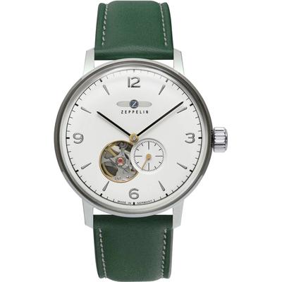 Automatikuhr ZEPPELIN "Hindenburg Automatik, sustainable Planet", grün, Armbanduhren, Herren, Armbanduhr, Herrenuhr, offene Unruh, Made in Germany Image