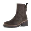Stiefelette GABOR "TUNIS", Damen, Gr. 44, braun (dunkelbraun), Veloursleder, unifarben, klassisch, Schuhe, Blockabsatz, Herbstboots mit Zierreißverschluss außen, G-Weite