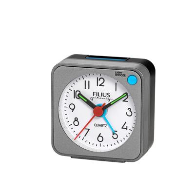 Quarzwecker FILIUS ZEITDESIGN, grau, Wecker, Wecker, Reisewecker, Schlafzimmer, Leuchtzeiger,schleichende Sekunde Image