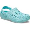 Clog CROCS "Classic Floral Cut Out Clog", Kinder, Gr. 34, blau (hellblau), Croslite, geblümt, casual, Schuhe, Sandale mit schwenkbarem Fersenriemen