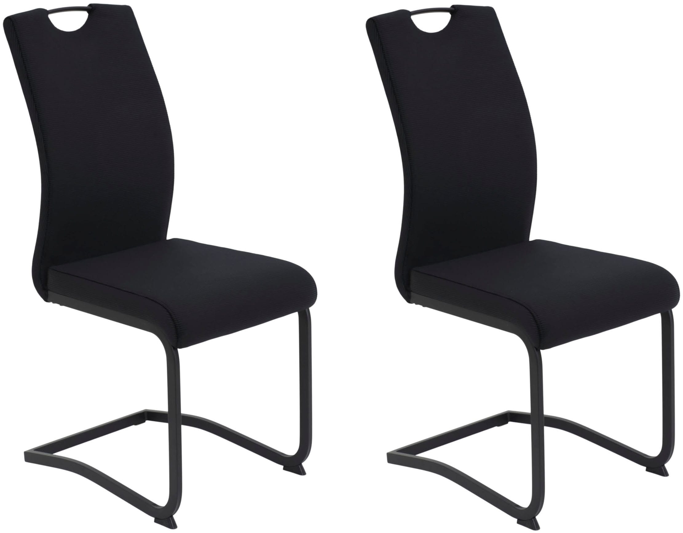 Freischwinger HELA "RIGA II", schwarz (schwarz, schwarz, schwarz), B:43cm H:100cm T:58cm, Metall, Polyester, Stoff, Stühle, Freischwinger, Freischwinger,Vierkantrohrgestell,mit Griff,Samt Cordoptik