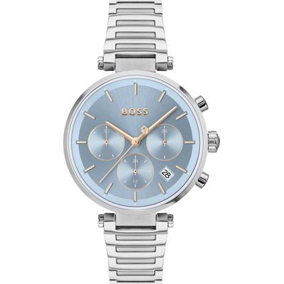 Multifunktionsuhr BOSS "MAJESTY SPORT", silber (silberfarben), Armbanduhren, Damen, Quarzuhr, Armbanduhr, Damenuhr, Edelstahlarmband, analog Image