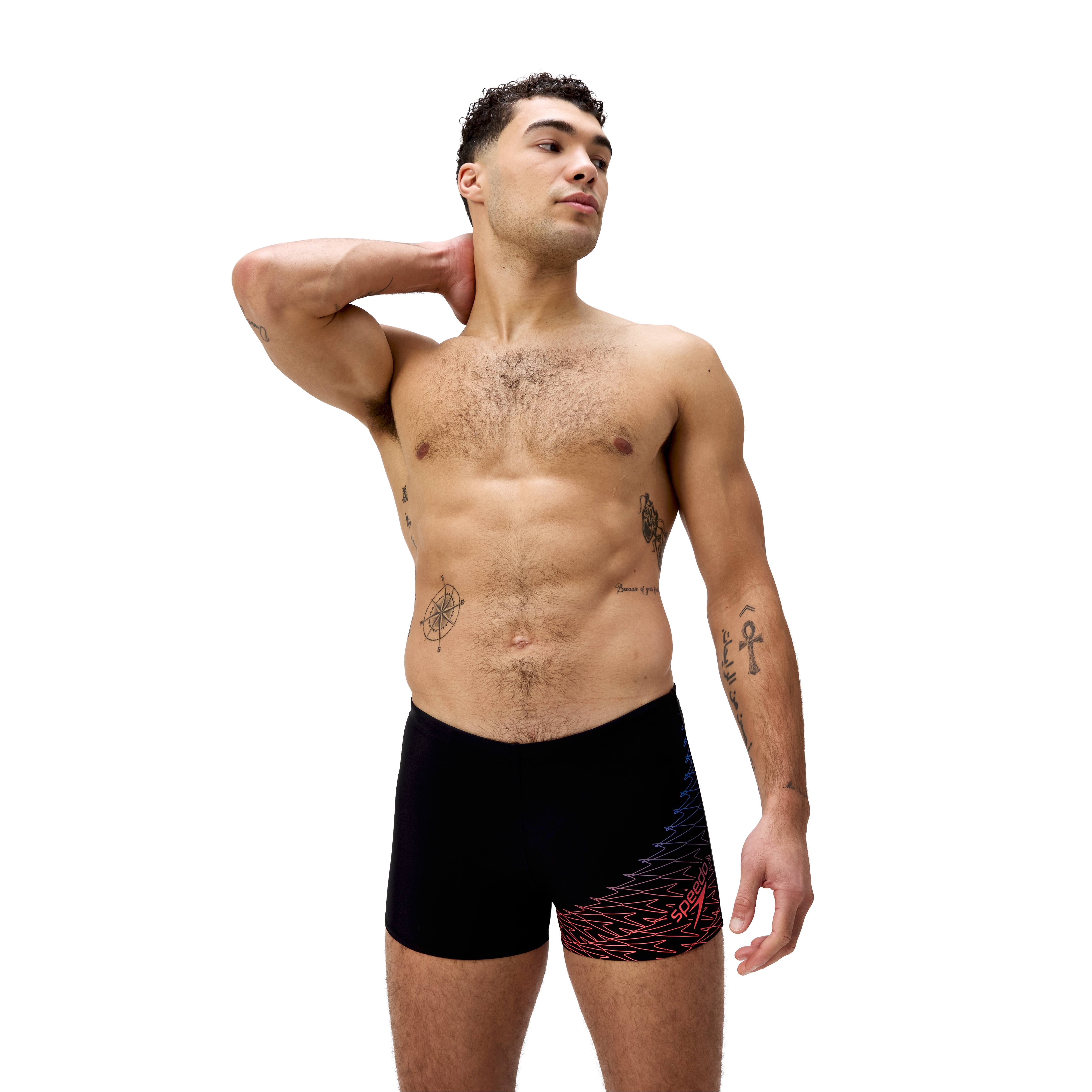 Badehose SPEEDO, Herren, Gr. 8L, N-Gr, schwarz (schwarz, neon c), Obermaterial: 80% Nylon, 20% Elasthan, Badehosen, schnell trocknend Image
