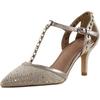 Pumps HEINE, Damen, Gr. 36, gold (goldfarben), Leder, Textil, feminin, Schuhe Spangenpumps