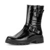 Bikerboots GABOR "FLORENZ", Damen, Gr. 43, schwarz, Lackleder, glänzend, modisch, Schuhe, Blockabsatz, Stiefelette mit einer Schafthöhe von 21 cm, G-Weite