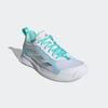 Tennisschuh ADIDAS PERFORMANCE "AVAFLASH LOW", Gr. 41, cloud weiß, silber metallic, flash aqua, Textil, Synthetik, sportlich, Schuhe, geeignet für Hartplatz und Sandplatz