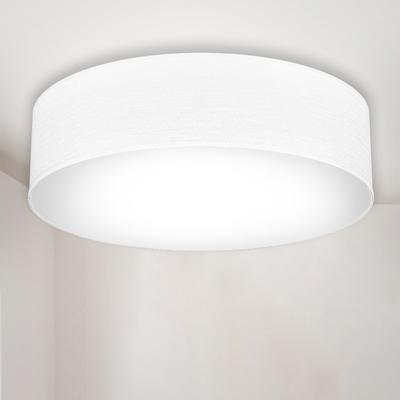 B.K.LICHT LED Deckenleuchte, weiß, B:38cm H:10cm L:38cm Ø:38cm, Lampen, Deckenlampe, Textil Lampenschirm, E27, Schlafzimmer, Wohnzimmer Image