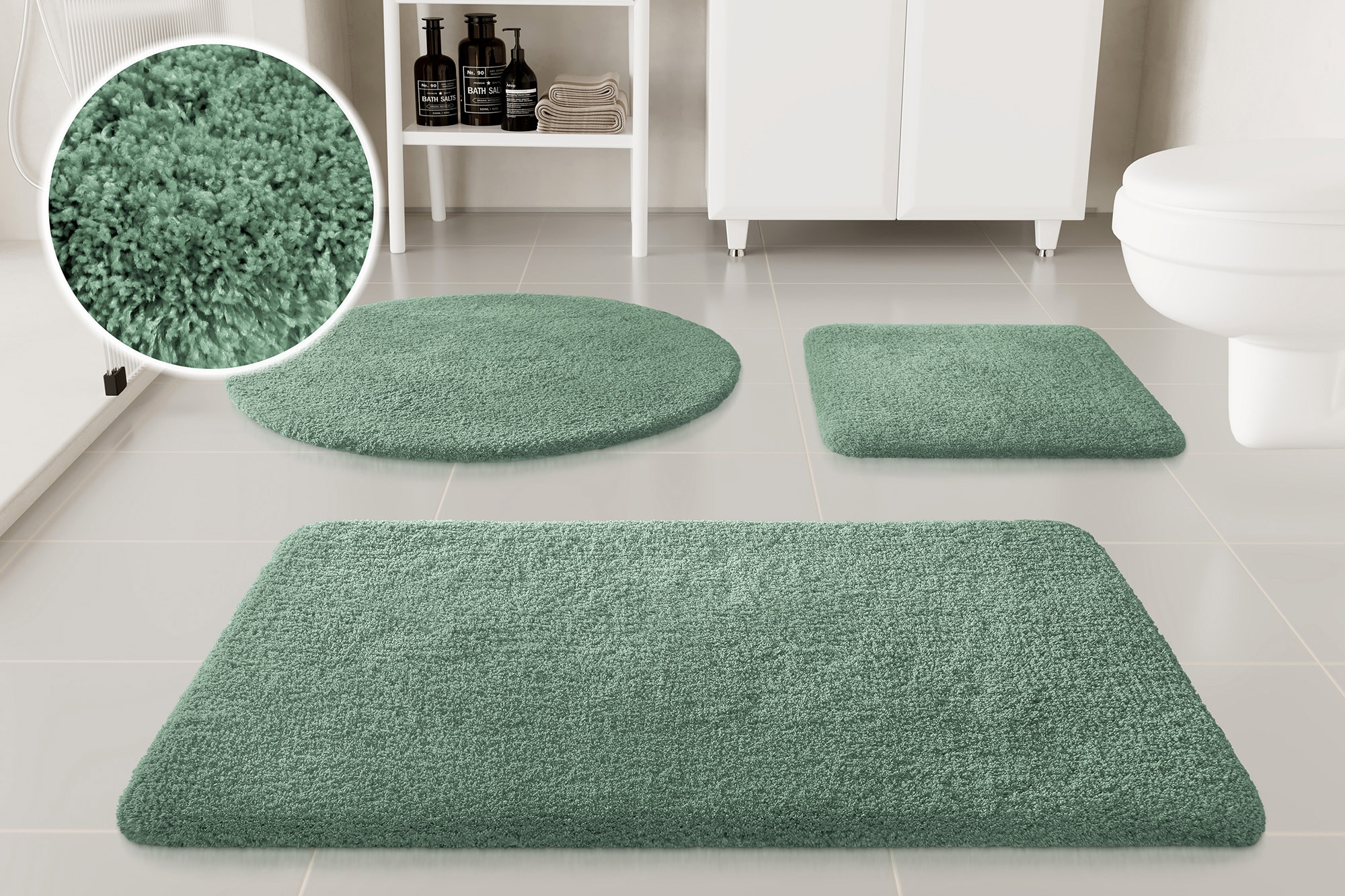 Badematte OTTO HOME "Kaarin", grün (salbei grün), H:30mm, Polyester, Badematten, Badematte, Badteppich, getuftet, flauschig, hochflor, große Farbauswahl