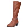 Stiefel RIEKER, Damen, Gr. 36, Normalschaft, braun (cognac), Lederimitat, unifarben, klassisch, Schuhe, Langschaftstiefel, Reißverschluss, mit bequemem Blockabsatz