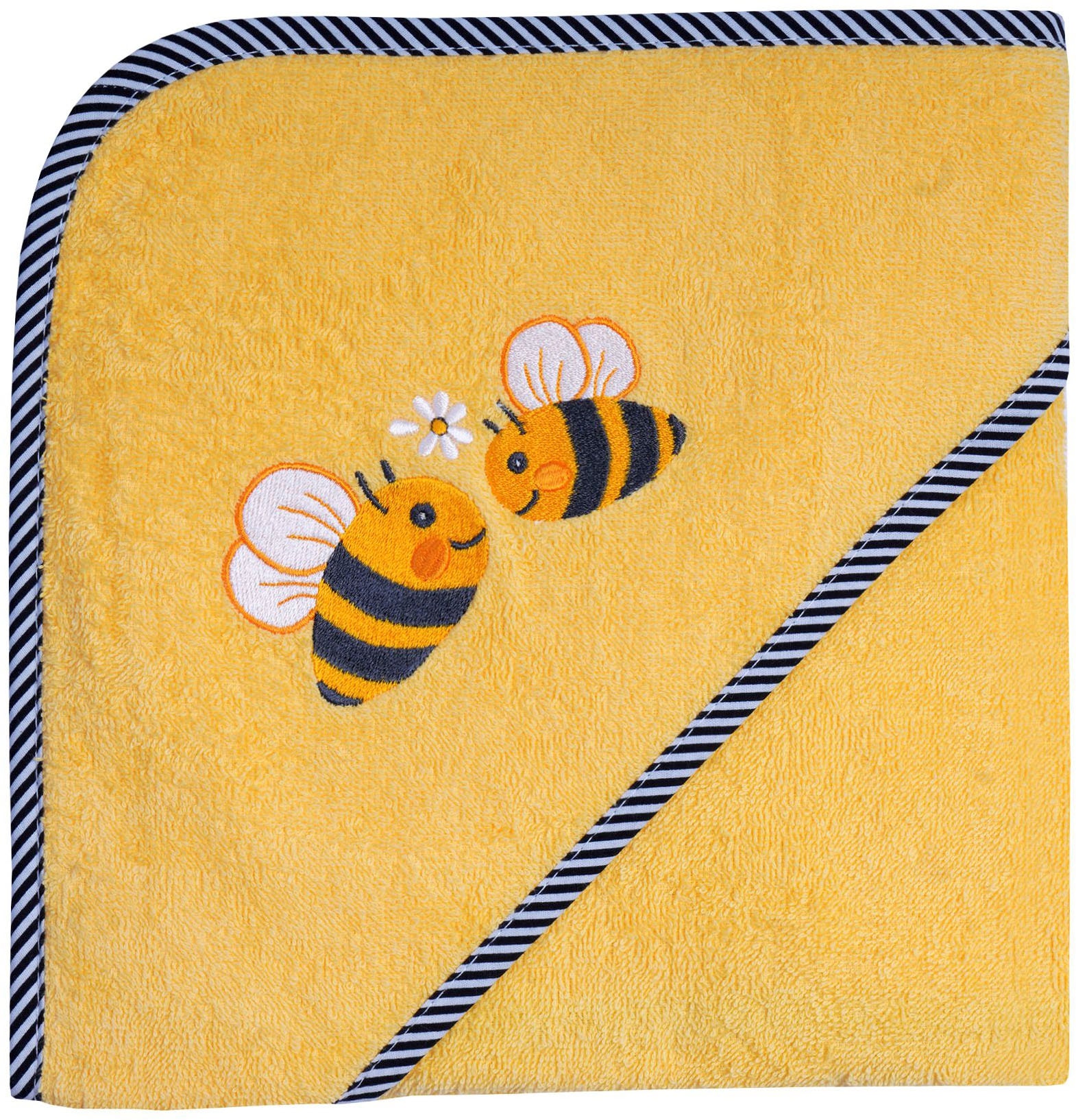 Kapuzenhandtuch WÖRNER "Bienen", gelb, B:80cm L:80cm, Frottee, Frottee, Handtücher, mit Kapuze, maschinenwaschbar, trocknergeeignet