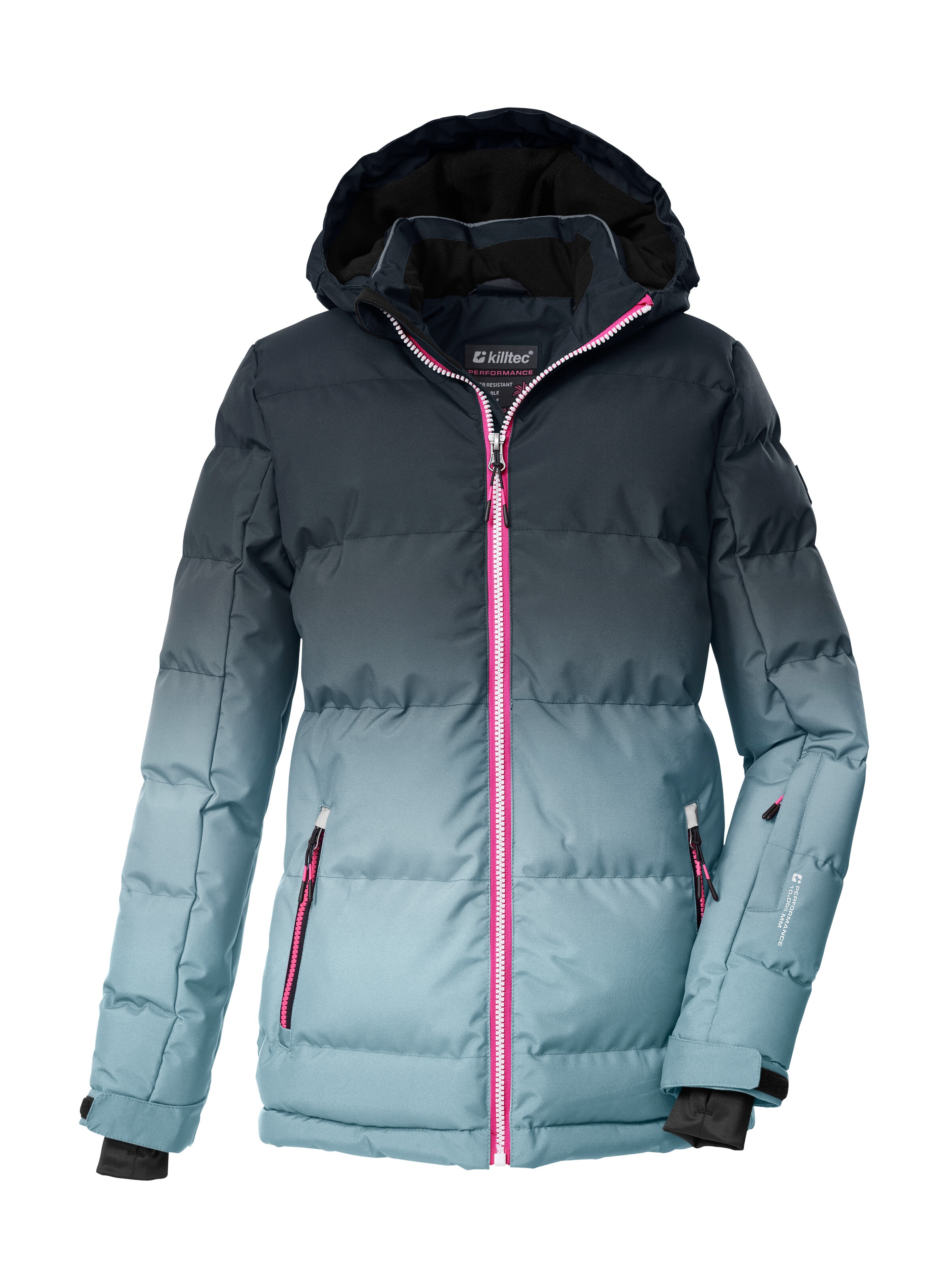 Skijacke KILLTEC "KSW 330 GRLS SKI QLTD JCKT", Kinder, Gr. 176, hellblau, Oberstoff: 100% Polyester, Futter: 100% Polyester, Füllung: 100% Polyester, Jacken, Wasserabweisende Winterjacke, atmungsaktiv, verstellbare Kapuze Image