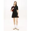 Polokleid TOMMY JEANS "TJW F&F SWEATER POLO MINI DRESS", Damen, Gr. L (40), N-Gr, schwarz, Jersey, Obermaterial: 80% Baumwolle, 20% Polyamid, unifarben, casual, kurz, Kurzarm, Kleider