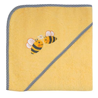 Kapuzenhandtuch WÖRNER "Bienen", gelb, B:100cm L:100cm, Frottee, Frottee, Handtücher (Packung), mit Kapuze, maschinenwaschbar, trocknergeeignet Image