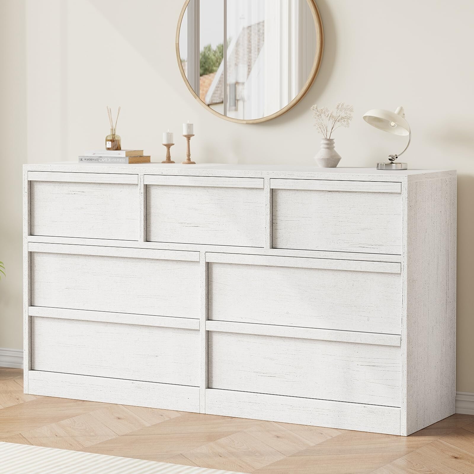 6/7/8 Drawer Dresser for Bedroom, Modern Wooden Chest of Drawers Dresser Organizer
