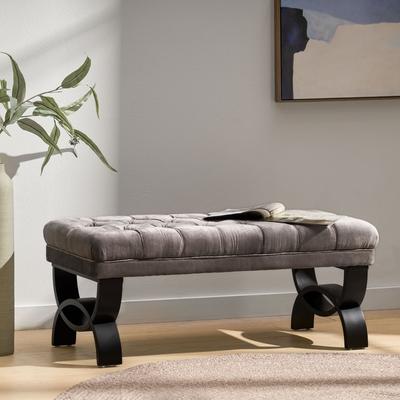Button-Tufted Ottoman Bench, Upholstered Bedroom Benches Footrest Stool Accent Bench