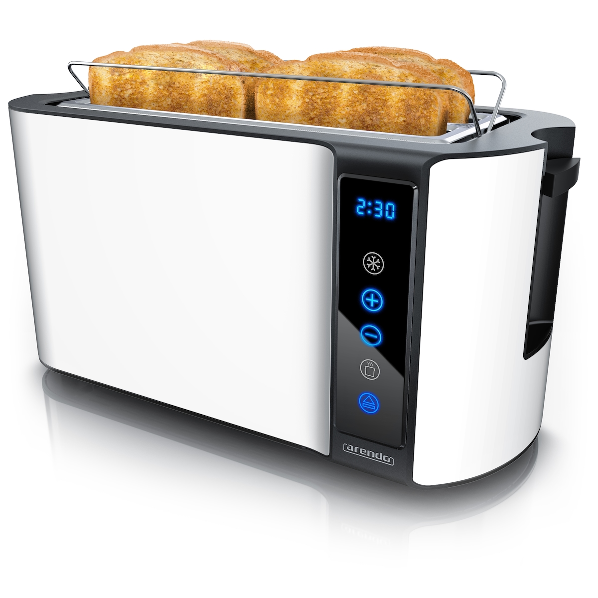 Arendo Toaster, Edelstahl, mit Brötchenaufsatz, Display & Touch, wärmeisoliert, verschiedene Schlitze Image