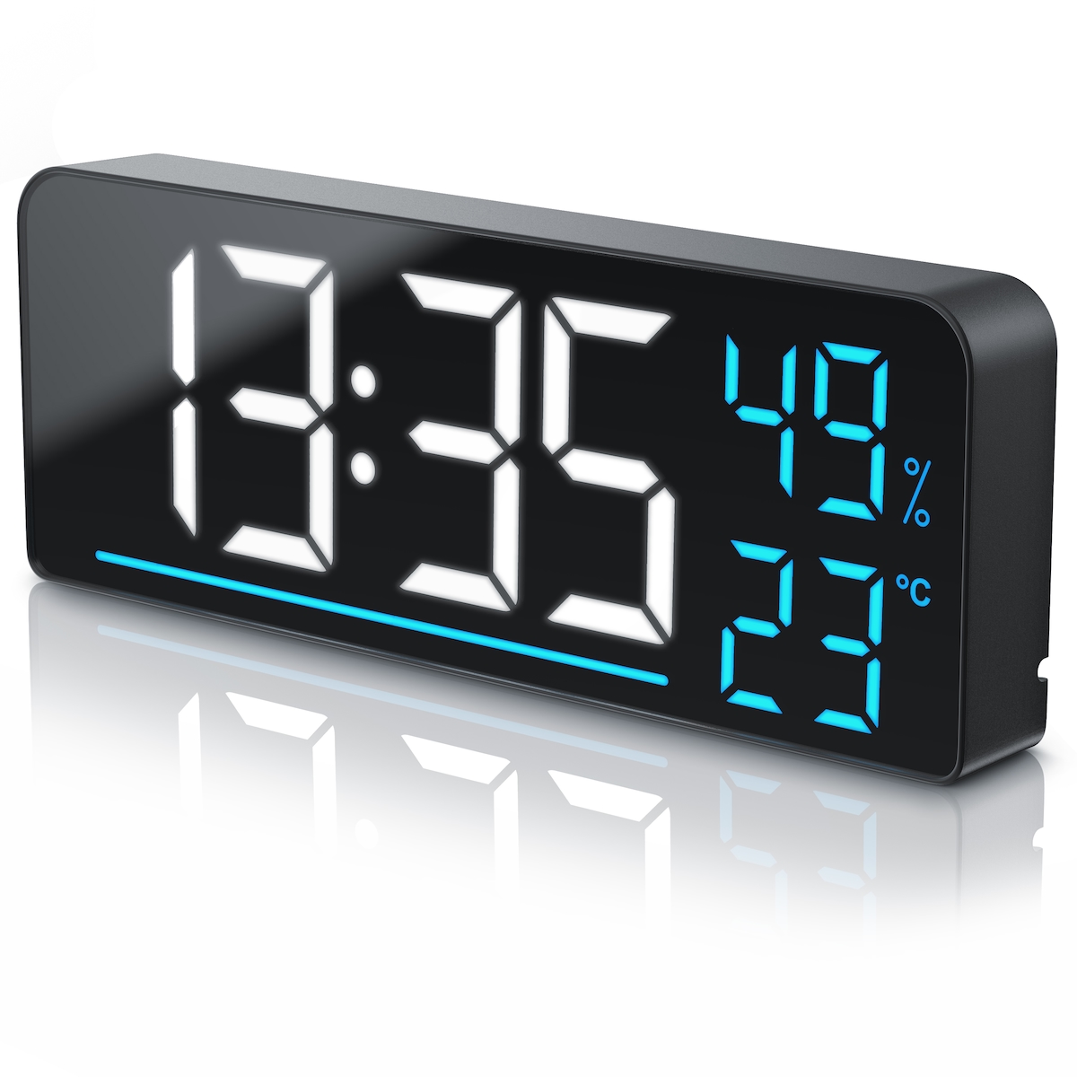 BEARWARE Radiowecker, digitales LED-Display, 2 Weckzeiten, Temperaturanzeige Image