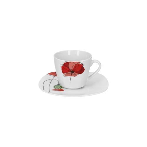 Kaffeetasse mit Kaffeeuntertasse Monika Porzellan Geschirr Blume-Mohn