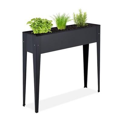 relaxdays Schwarzes Hochbeet aus Metall schmal