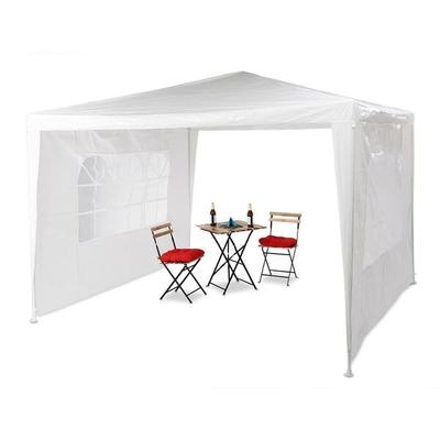 relaxdays Pavillon 3x3m mit 2 Seitenteilen weiß Image