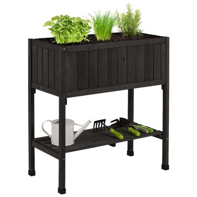 relaxdays Hochbeet aus Tannenholz schwarz