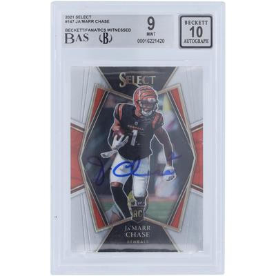 Ja'Marr Chase Cincinnati Bengals signierte 2021 Panini Select #147 Beckett Fanatics bezeugte authentifizierte 9/10 Rookie-Karte Image
