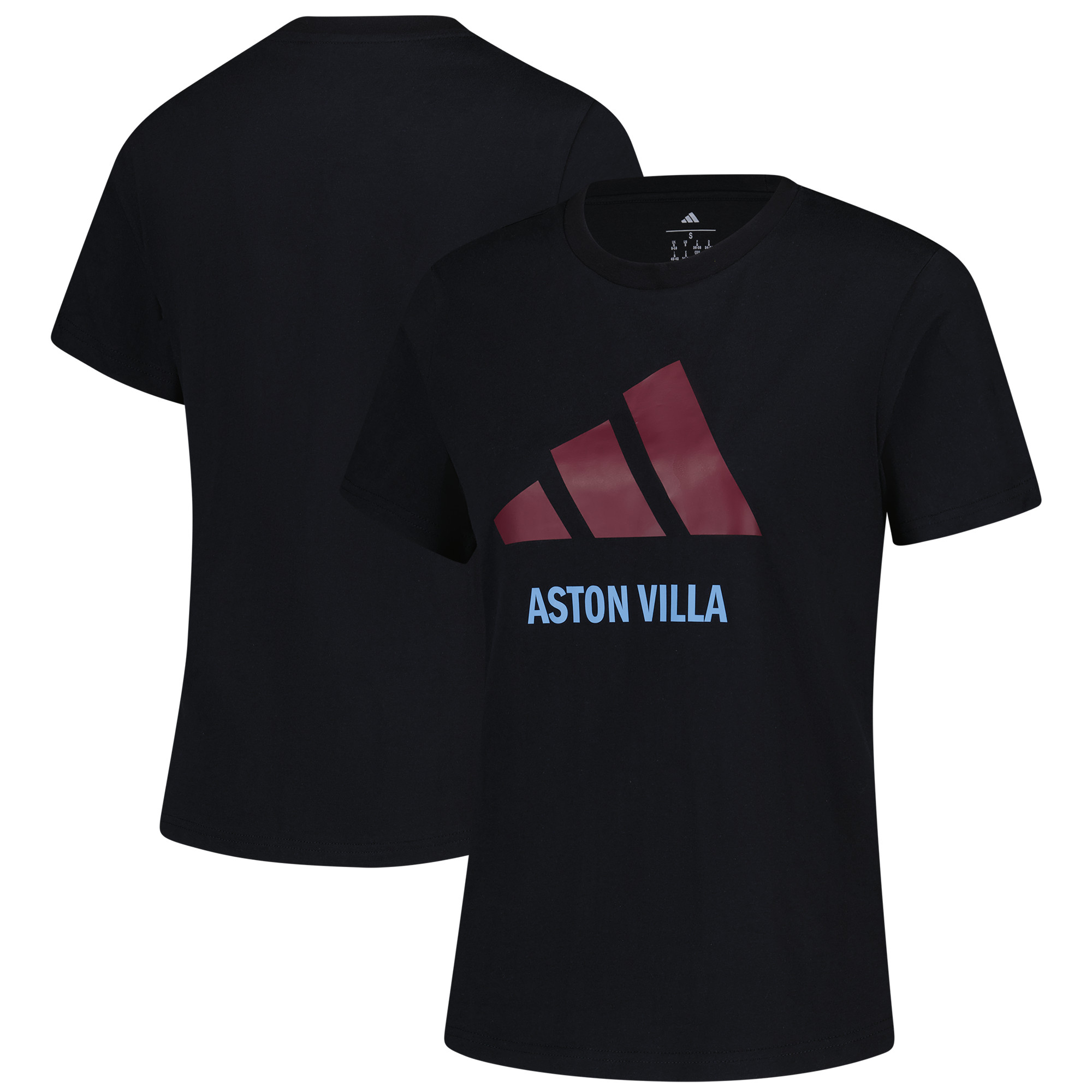 Aston Villa adidas Grafik-Logo-T-Shirt – Schwarz – Damen Image