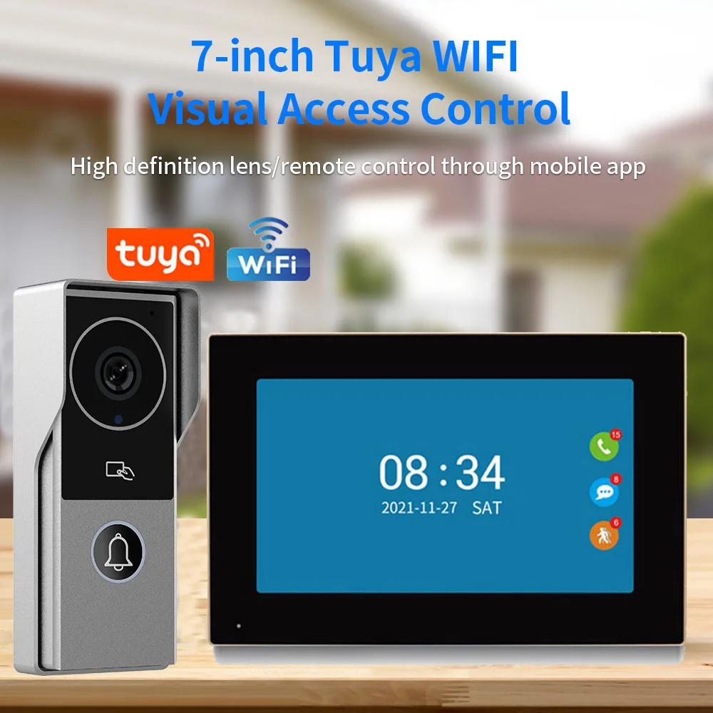 1080P 7 Zoll Touchscreen Wifi Video Türklingel Smart TUYA Home Video Intercom Kit Bewegungserkennung ID Unlcok KW06 Image