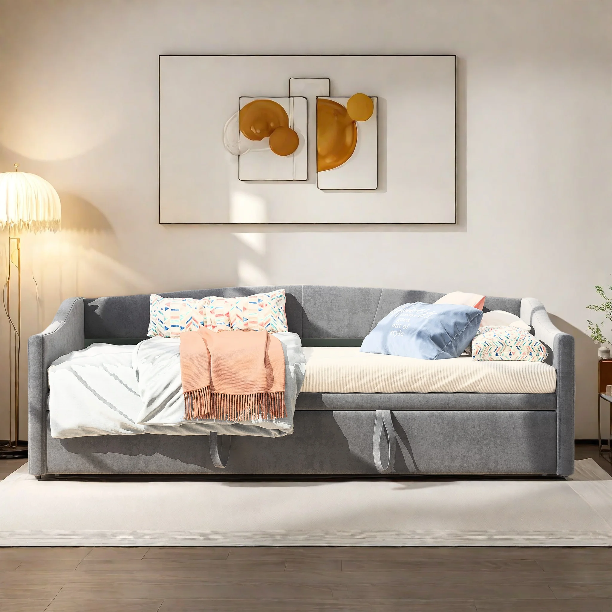 Rosahqnda Klappsofa 90/180x200cm, Multifunktionales Zwei-in-Eins-Schlafsofa, Einzel-/Doppel-Polsterbett, Samt, Gästebett