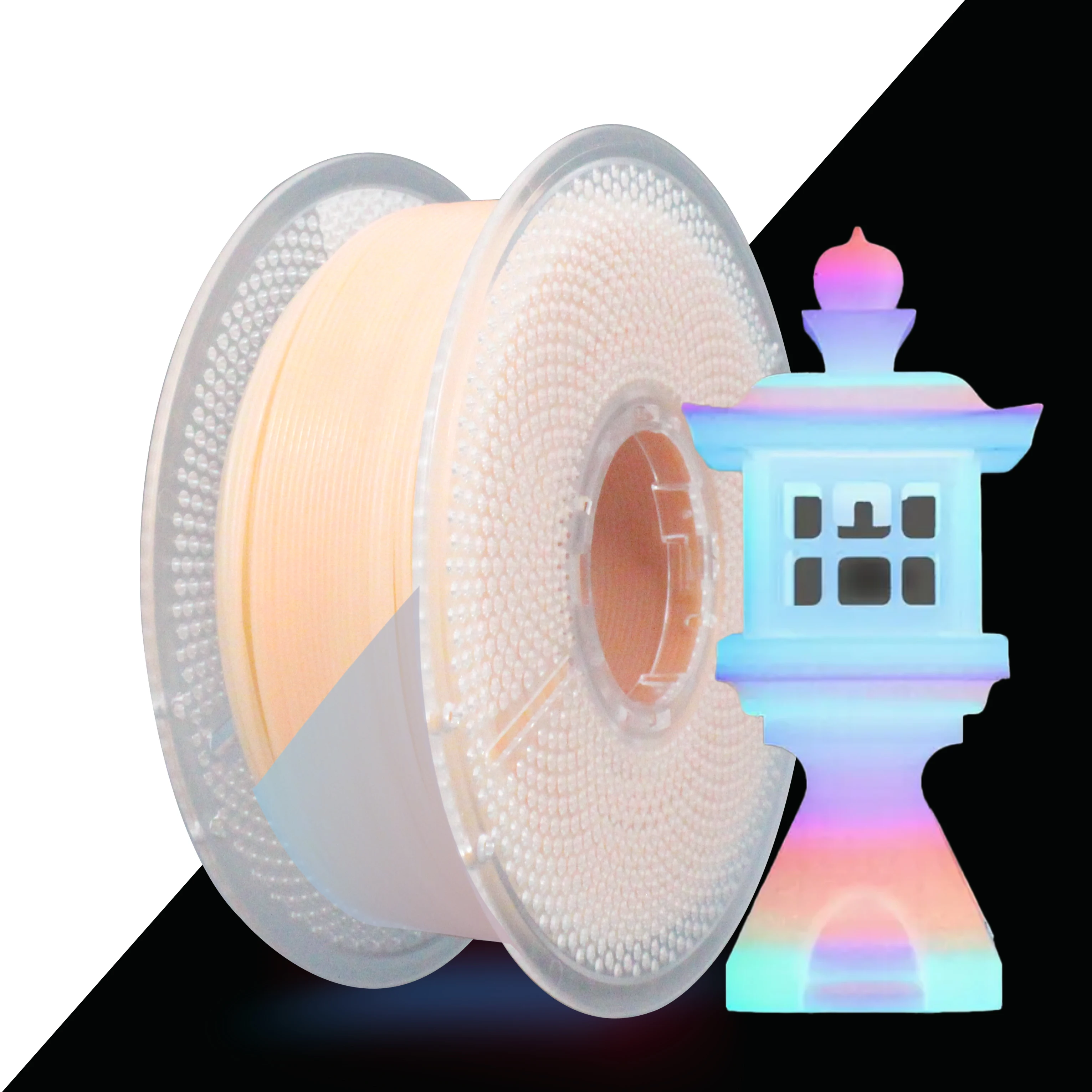 1 kg PLA-Nachtlicht 3D-Druckfilament, 1,75 mm +/- 0,03 mm, 1 kg (2,2 Pfund) Rolle, Nachtlicht-Regenbogenverlauf passend für 3D-Pri
