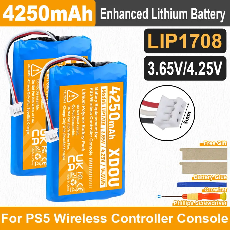 3,65 V 14,6 Wh Für Sony PlayStation 5 PS5 DualSense CFI-ZCT1W CFI-ZCT1J Wireless Controller Ersatz 4250 mAh Batterie LIP1708 Image