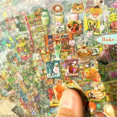 100 Blatt nicht repetitive Y2K zufällige süße Glitzer-Aufkleber für Kawaii-Dekorationsaufkleber, Geschenk, Telefon, Gepäck, Tagebuch Image