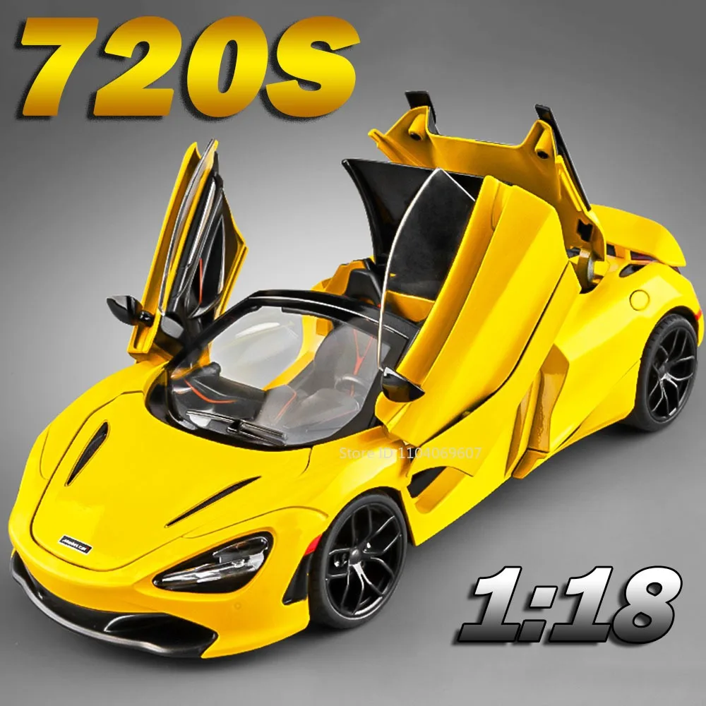 1:18 720S 918 Martini Spielzeugmodell Sportwagen Legierung Druckguss Sound Licht Türen geöffnet Zurückziehen Simulation Supercars für Jungen Geschenke Image