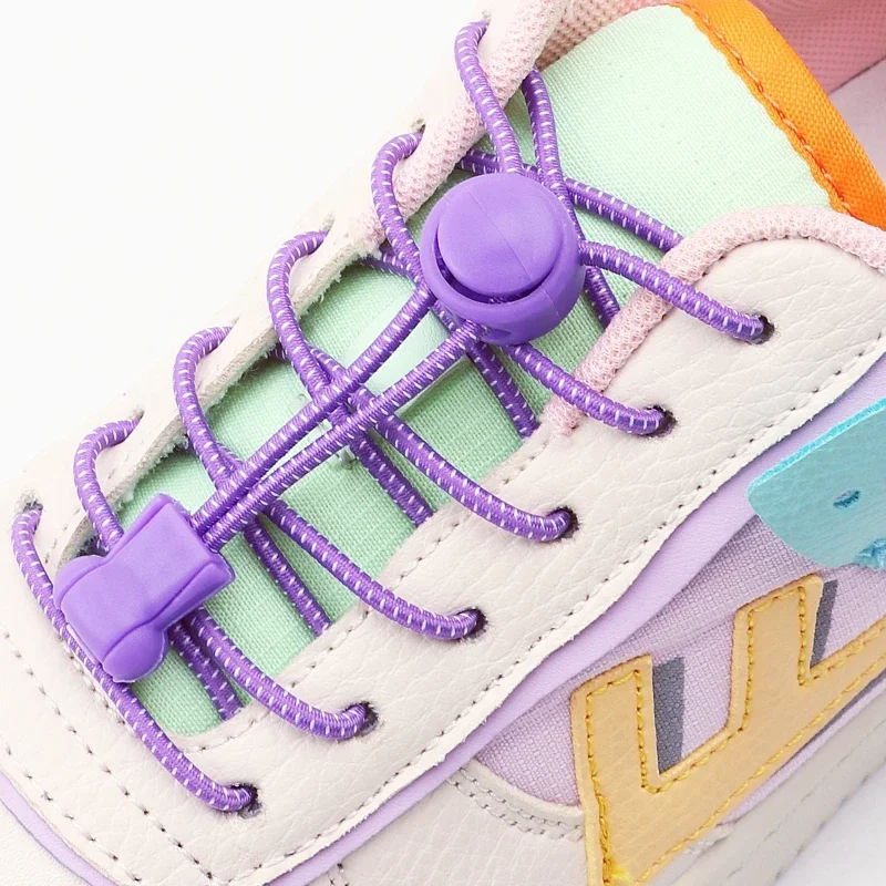 2 Paar Schnürsenkel ohne Krawatte für Kinder und Erwachsene, schnelle Schnürsenkel, runde elastische Schnürsenkel ohne Krawatten, Schnürsenkel, Sneakers, Schuhe, Zubehör Image