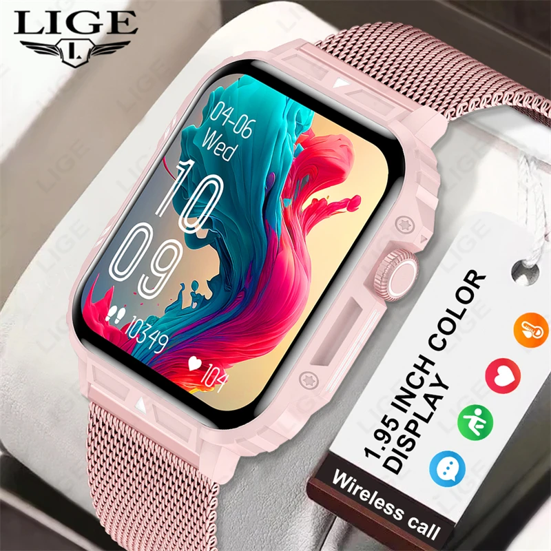 FOXBOX 2025 Damen-Smartwatch, 1,95 Zoll, Gesundheitsmonitor, Bluetooth-Anrufuhren, IP68, wasserdicht, Sport, Fitness, Smartwatch für Herren, Neu Image