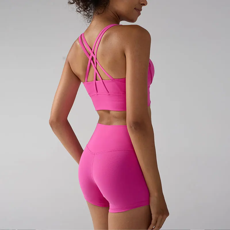 Sommer 2-teiliges nahtloses Yoga-atmungsaktives Fitness-Set, BH, bauchfreies Top, Workout-Leggings, Sportbekleidung, weiblicher Sport, Laufen, Yoga-Anzug   Image