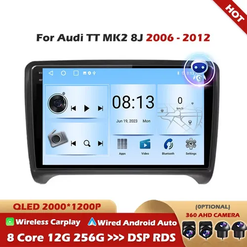 Pour Audi TT MK2 8J 2006 2007 2008 2009 2010 2011 2012 Android 14 WIFI + 4G Carplay autoradio GPS autoradio lecteur multimédia DSP