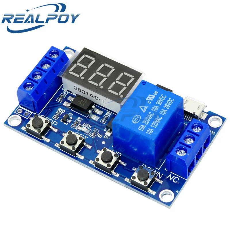 1 Kanal 5 V Relais 6–30 V Relaismodul AUS/EIN Schalter Auslöser Zeitverzögerung Schaltung Timer Zyklus 999 Minuten einstellbar XY-J02 Image