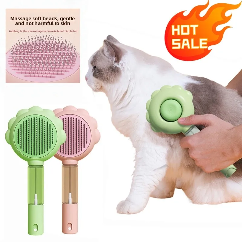 Neue Haustier Haustier Kamm Eine Taste Haar Entfernen Hund Nadel Kamm Massage Reinigung Katze Kamm 3-in-1 katze spray Kamm Image