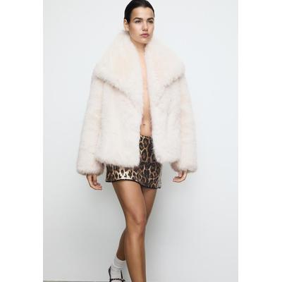 Stradivarius Cropped faux fur jacket Ecru M