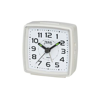 Quarzwecker FILIUS ZEITDESIGN, weiß, Wecker, Reisewecker, Schlafzimmer, Beleuchtung, schleichende Sekunde, Snooze