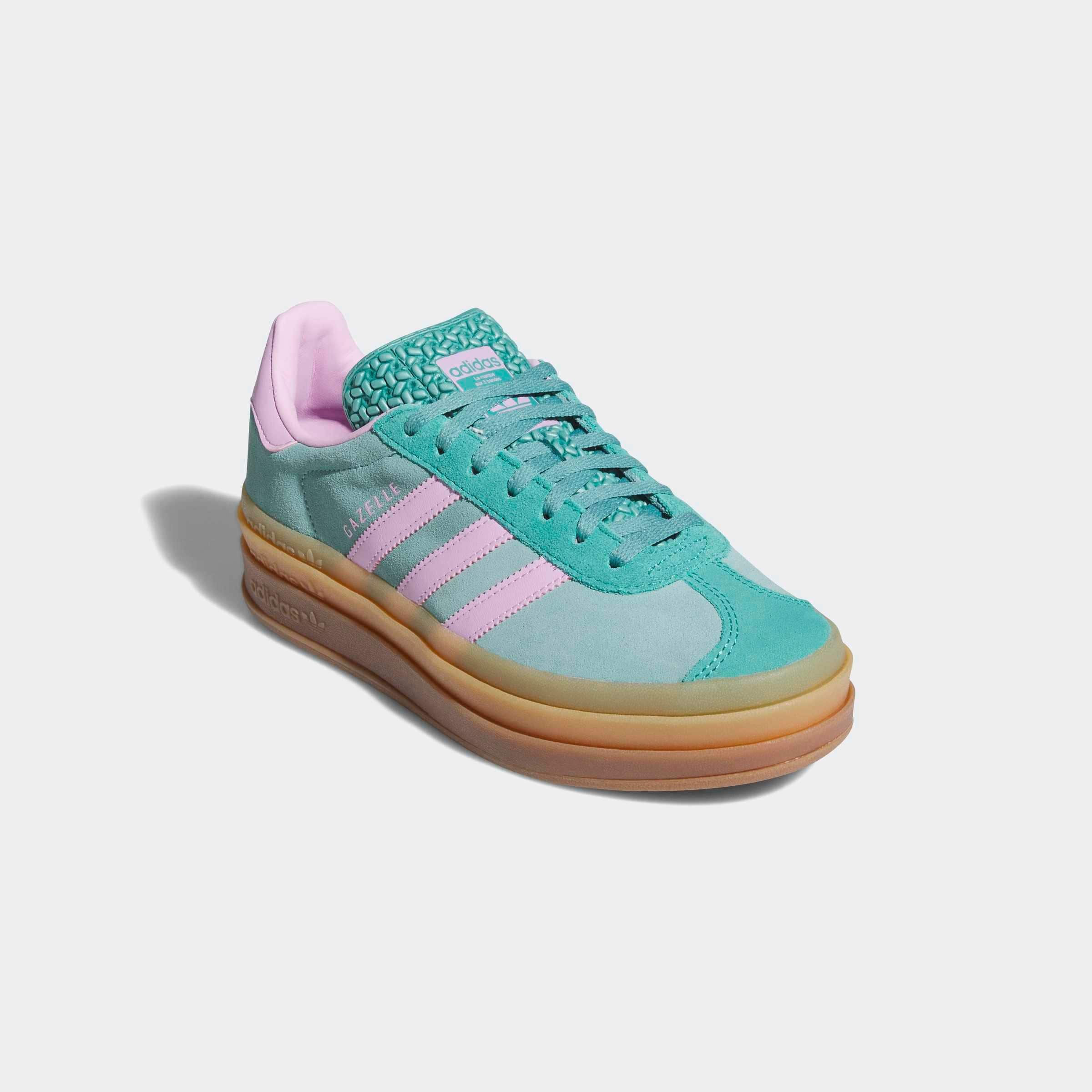 Sneaker ADIDAS ORIGINALS "GAZELLE BOLD E", Gr. 40,5, lila (powder teal, bliss lila, pure teal), Leder, Synthetik, Schuhe, Topseller