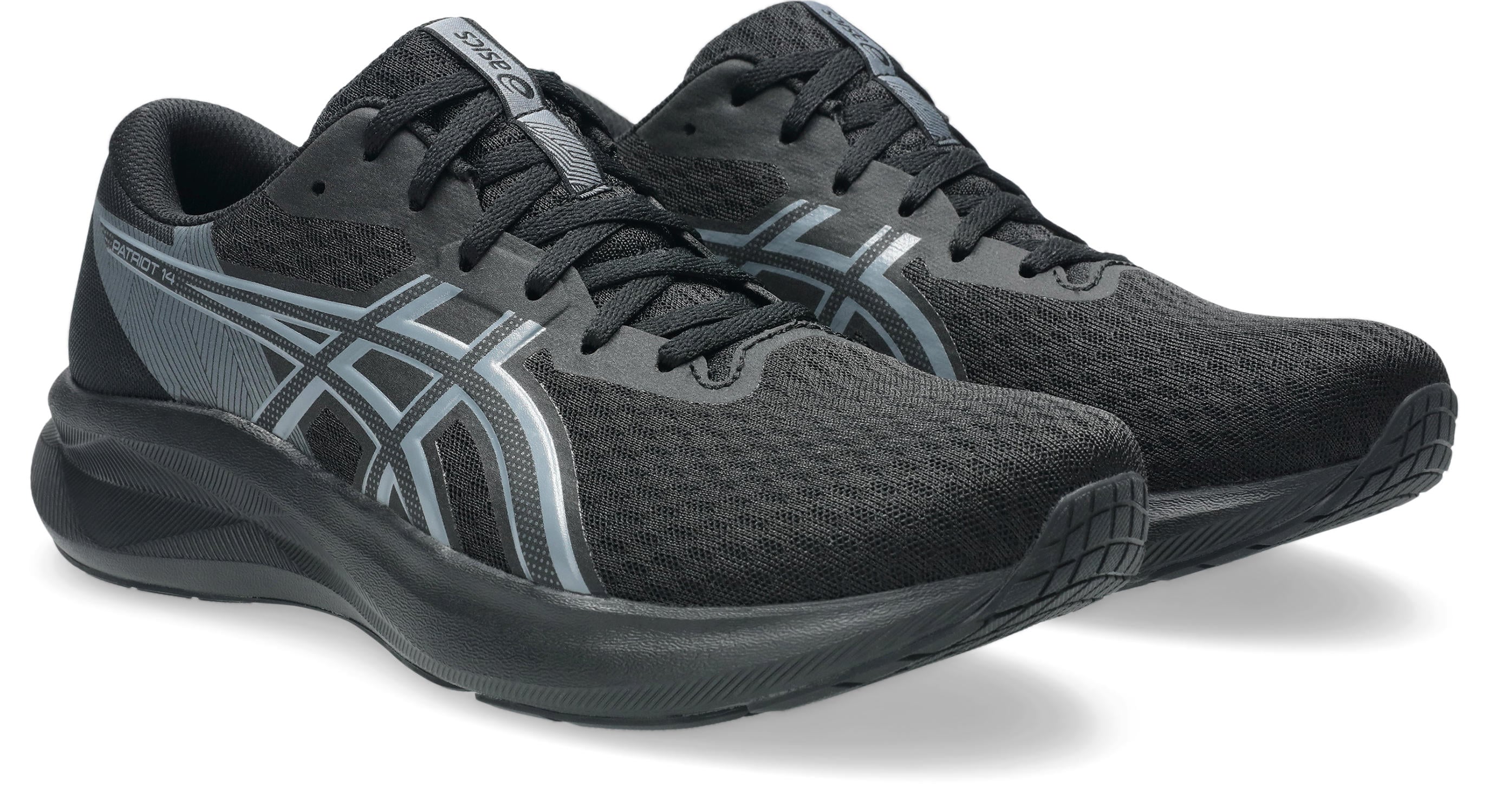 Laufschuh ASICS "PATRIOT 14", Herren, Gr. 45, schwarz (schwarz, metropolis), Textil, Schuhe Laufschuh