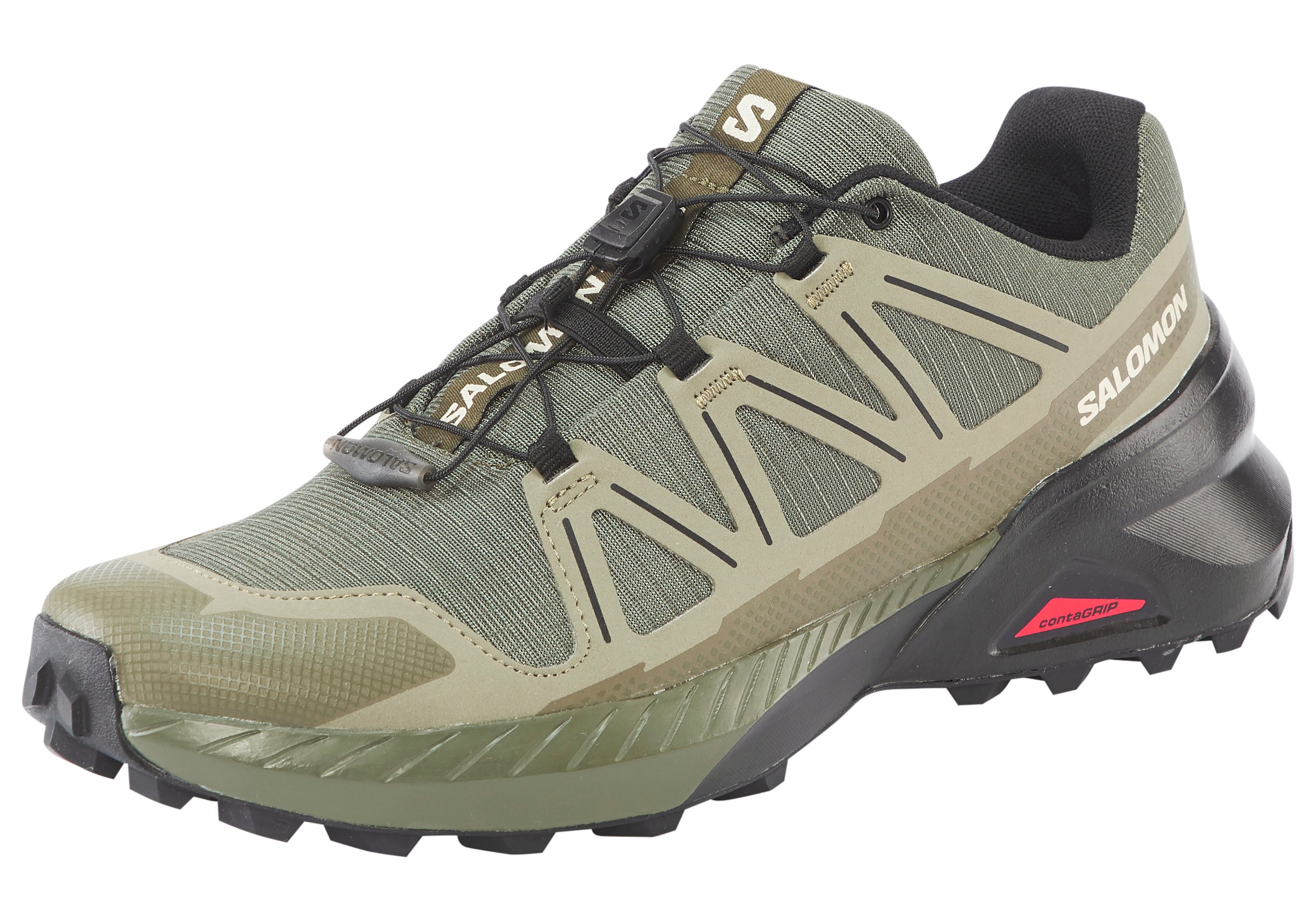 Trailrunningschuh SALOMON "SPEEDCROSS PEAK", Herren, Gr. 42,5, grün (olive night, deep lichen grün, schwarz), Synthetik, Textil, Schuhe