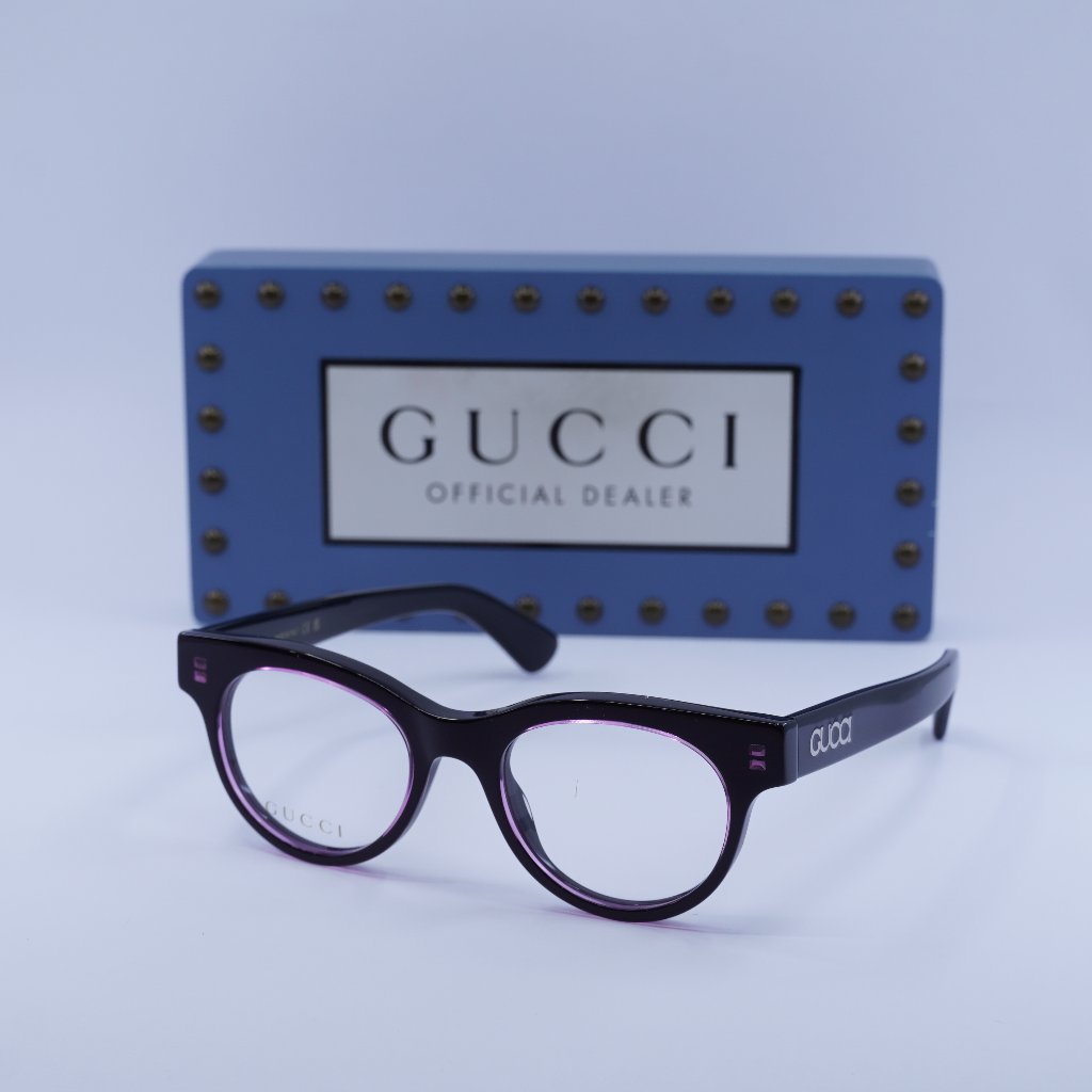 Gucci Accessories | Gucci Gg1792o 003 Square Eyeglasses - Purple On Black 46mm | Color: Black/Purple | Size: 46 - 19 - 145