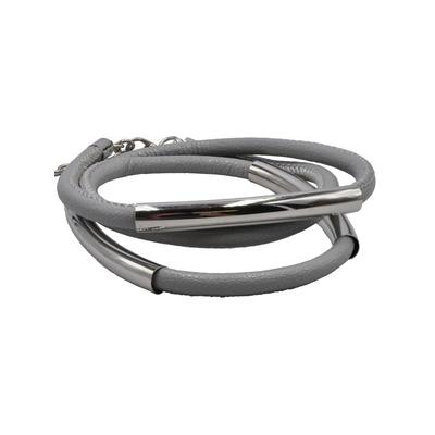 Steuer Modeschmuck Armband Kunstleder grau Karabiner Image