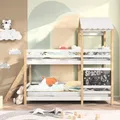Rosahqnda lit superposé 90x200cm lit toboggan pour enfants avec planche à dessin cadre de lit familial pour 2 enfants en bois massif blanc